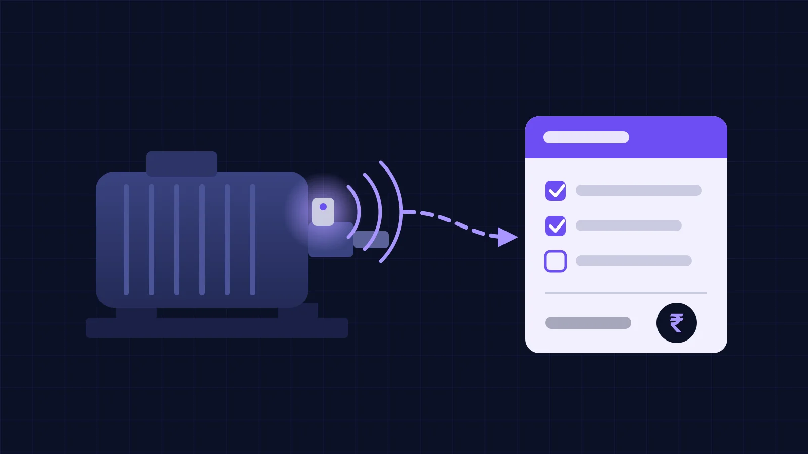 Illustration of a motor sensor sending an alert to a maintenance work order