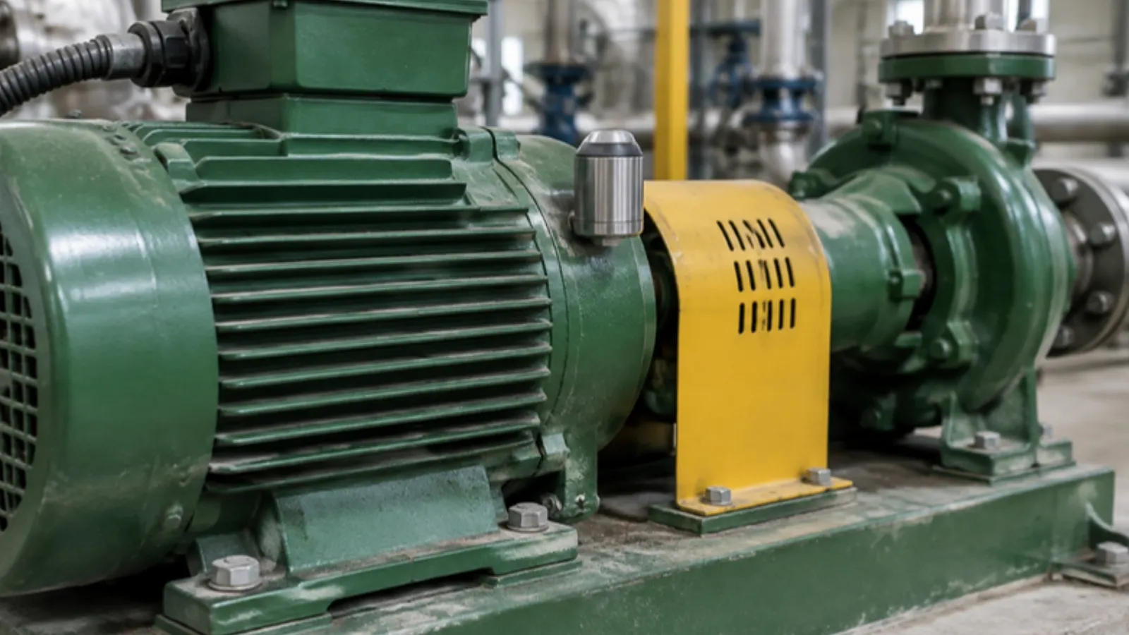 Electric motor and pump with a wireless vibration sensor on the motor bearing