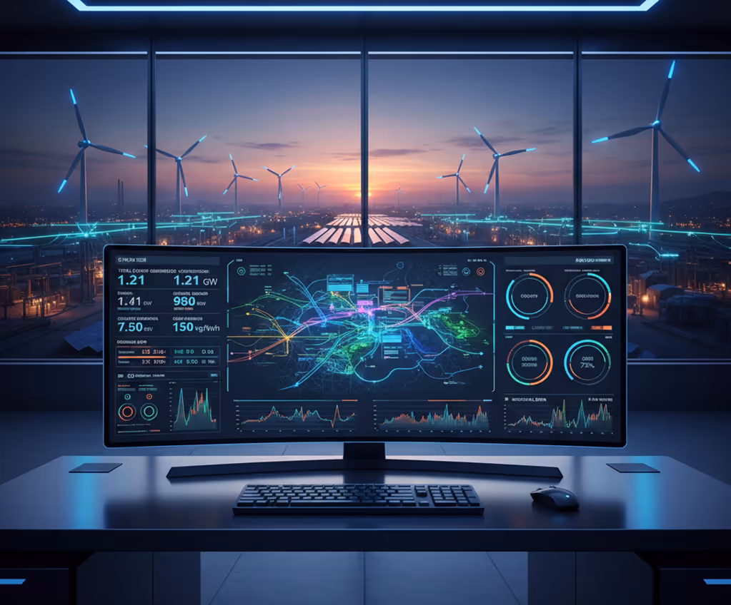 Plant monitoring screen with live machine and energy data
